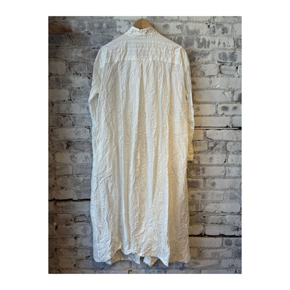 White women's Cotton Dobby Shirt Dress by Pas De Calais featuring a classic collar and button-front design.
