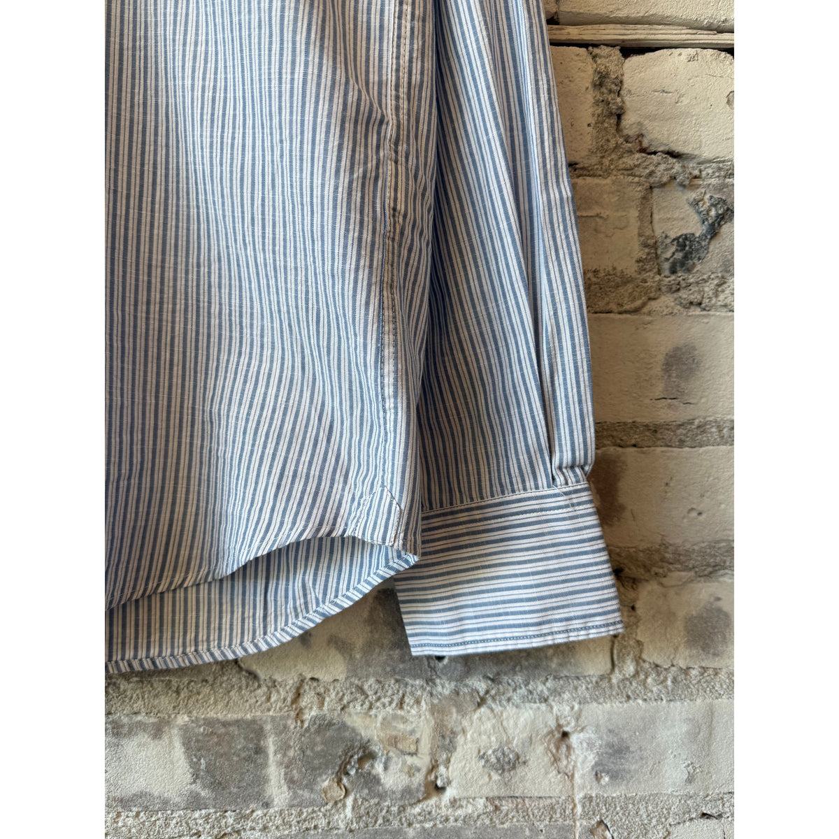 Hartford Men's Paul Striped Woven Shirt - White/Sky Blue Light Steel Blue