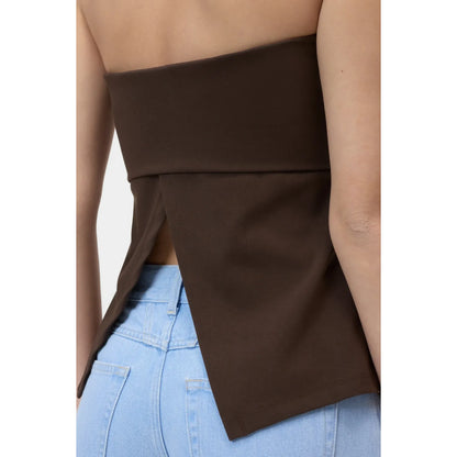 Women's Peplon Top in Maple Brown by Closed Women's, featuring a stylish peplum design and soft fabric.