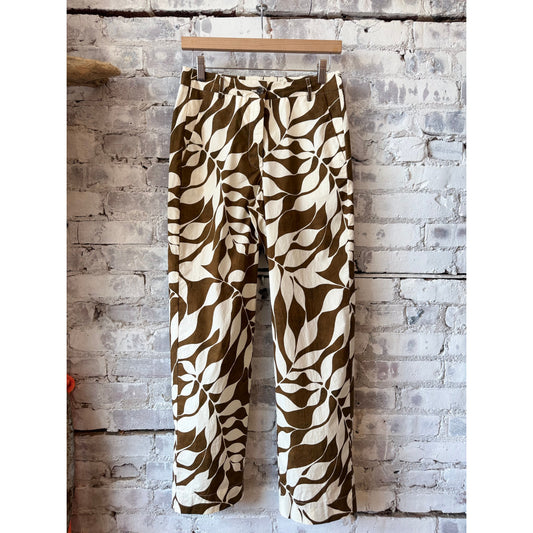 Women's Hartford Perf Woven Pant in raw white and brown, featuring a stylish woven design and relaxed fit.