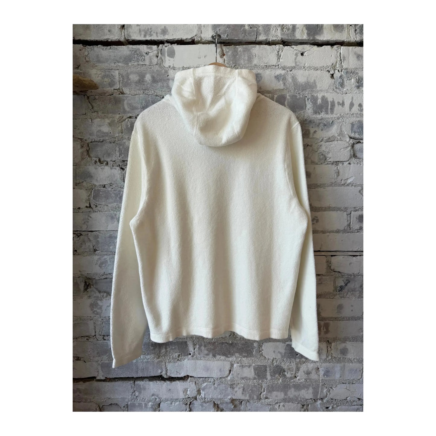 Men's PF Hoodie Reverse in ivory, showcasing the stylish front view with a relaxed fit and soft fabric.
