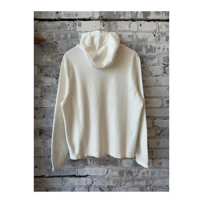 Men's PF Hoodie Reverse in ivory, showcasing the stylish front view with a relaxed fit and soft fabric.