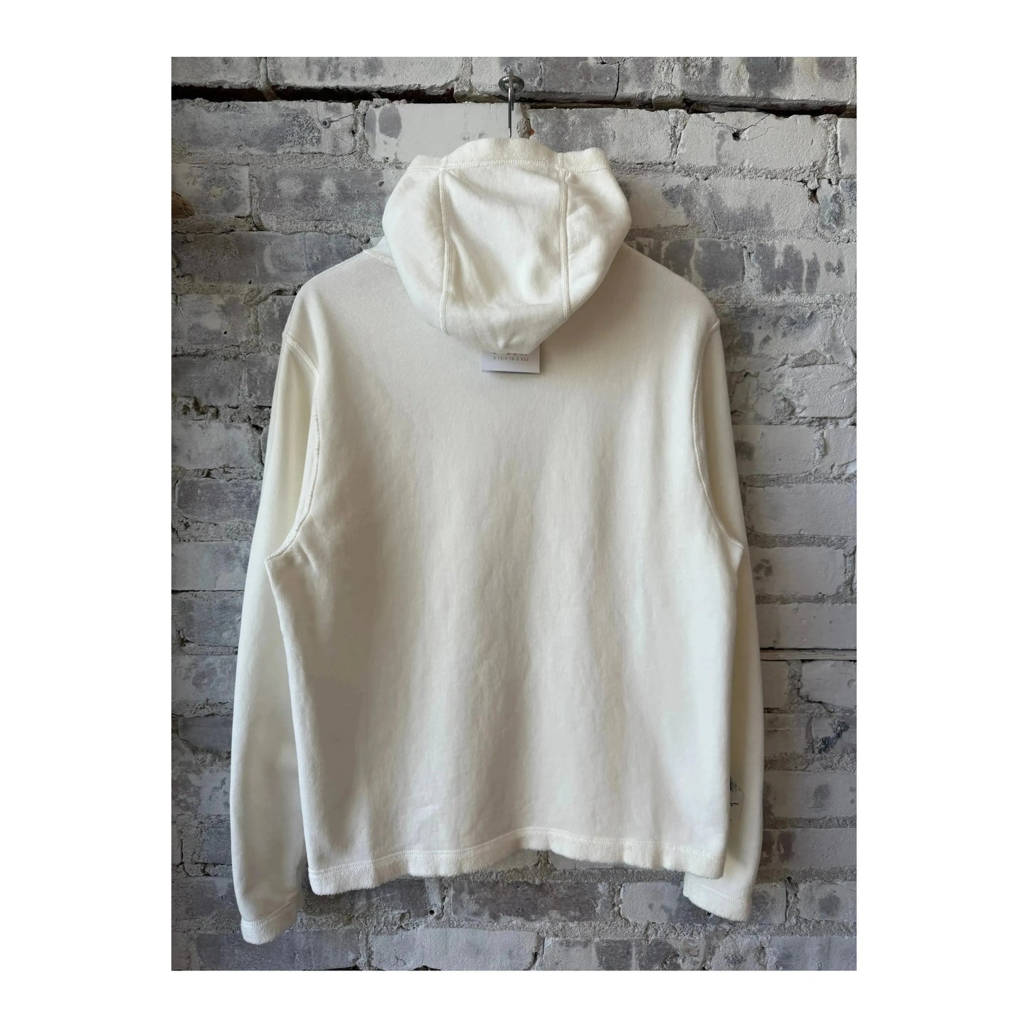 Men's PF Hoodie Reverse in ivory by 04651, showing the front view of the stylish, comfortable hoodie with a reversed design.