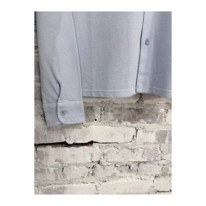 Men's Piqué Slim Collar Shirt in sky blue, featuring a classic collar and tailored fit, by 04651/.