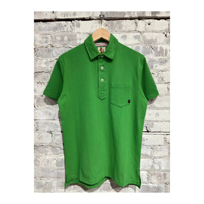 Men's Relwen Pique Slot Polo in lawn green, featuring a classic collared design and textured pique fabric.