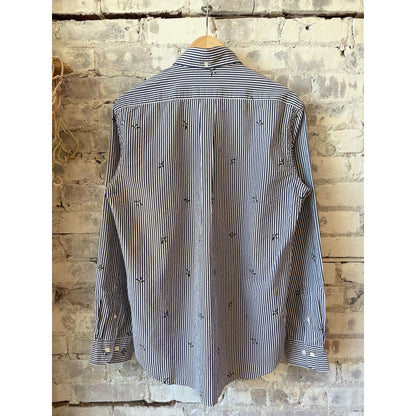 Men's navy and white Pitt woven shirt by Hartford Men's, featuring a classic woven fabric and casual fit.