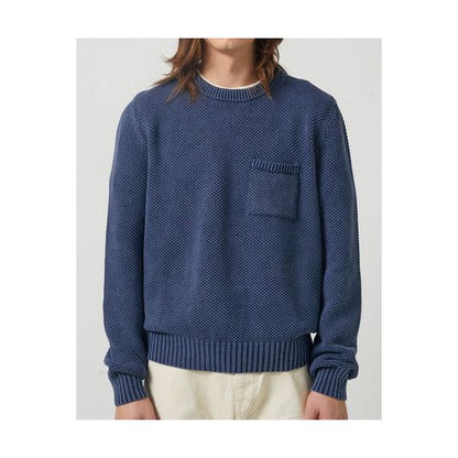Men's navy Pocket Crewneck sweater by Corridor, featuring a front chest pocket and comfortable fit.