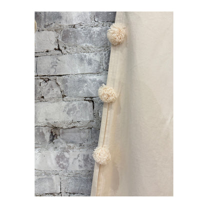 Women's custard-colored Pom Pom Trousers by Hope For Flowers, featuring playful pom pom details and relaxed fit.