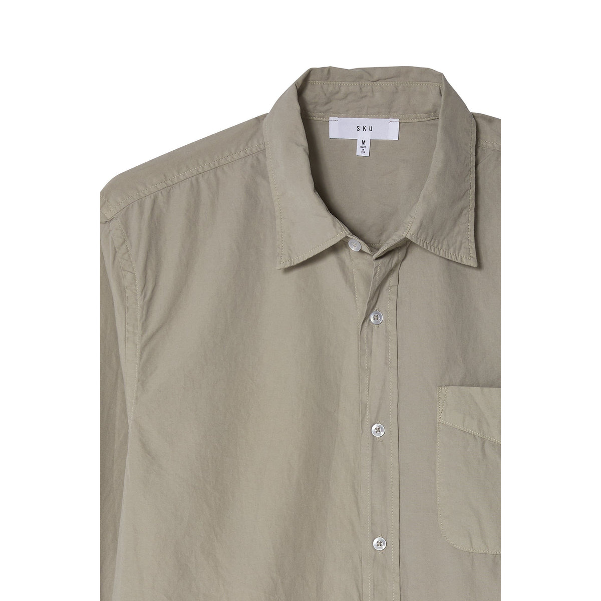 Men's Save Khaki United poplin standard shirt in earth tone, showing a casual button-up shirt with long sleeves and collar.