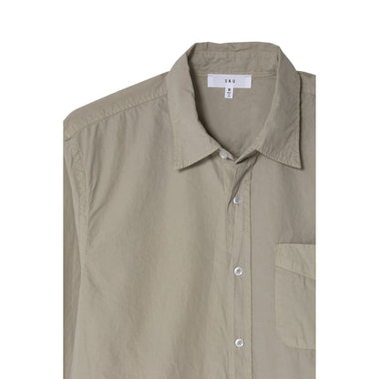 Men's Save Khaki United poplin standard shirt in earth tone, showing a casual button-up shirt with long sleeves and collar.