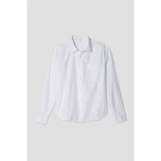 Men's white poplin standard shirt by Save Khaki United, showing the classic button-up design and tailored fit.