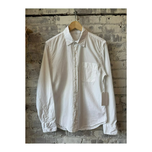 Men's white poplin standard shirt by Save Khaki United, featuring a classic collar and button-down front.