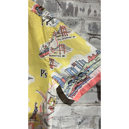 Men's Presidents Poplin Reef Shirt in yellow with New York map print, featuring a classic collar and button-down front.