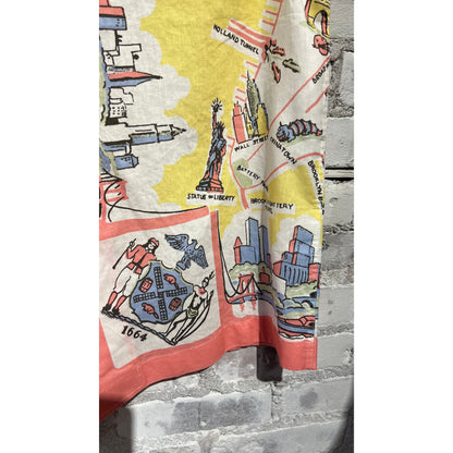 Men's Presidents Poplin Reef Shirt in yellow with New York map print, showcasing a casual, stylish design.