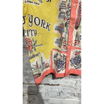 Men's Presidents Poplin Reef Shirt in yellow with New York map print, featuring a classic button-down design.