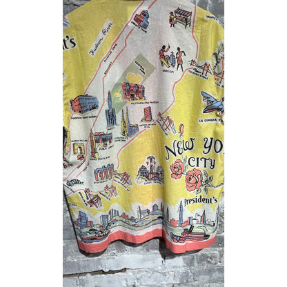 Men's Presidents Poplin Reef Shirt in yellow with a New York map print, lightweight cotton fabric, casual fit.