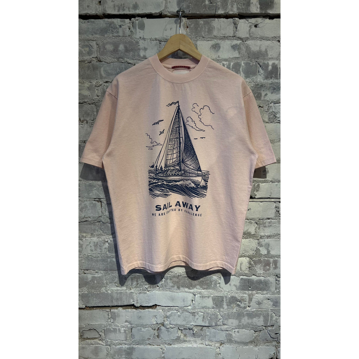 Men's Sail Away Vintage Wash Jersey T by Presidents in pink with a donut graphic, casual short-sleeve T-shirt.