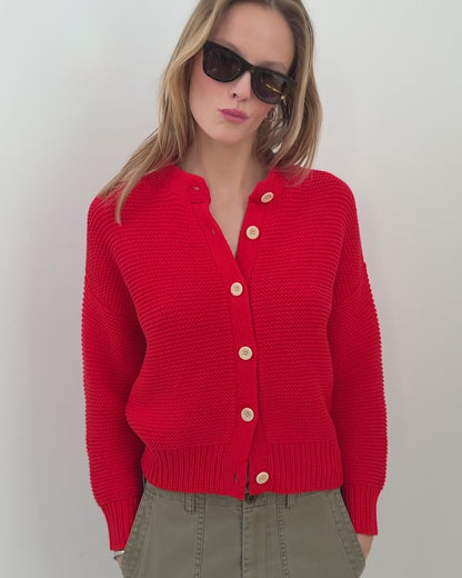 Nico Cardigan in Cotton - Tomato