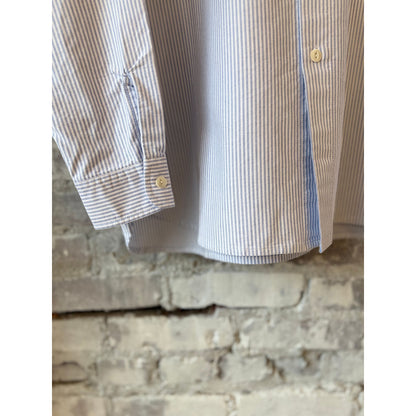Men's Presidents striped Oxford shirt in white and blue stone wash with a classic collar and button-down front.