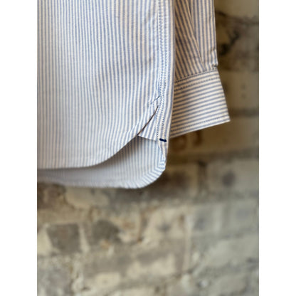 Men's Presidents striped Oxford shirt in white and blue stone wash, featuring a classic collar and button-up front.