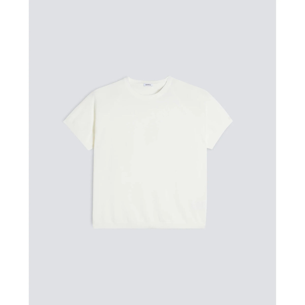 White women's Aspesi Pure Cotton Crewneck T-Shirt displayed flat, showing the soft fabric and classic round neckline.