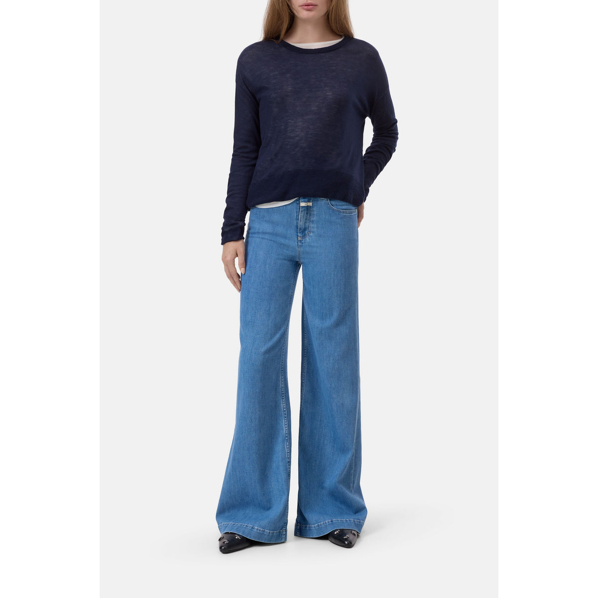 Closed Women's Pure Wool Fine Knit - Dark Night White Smoke