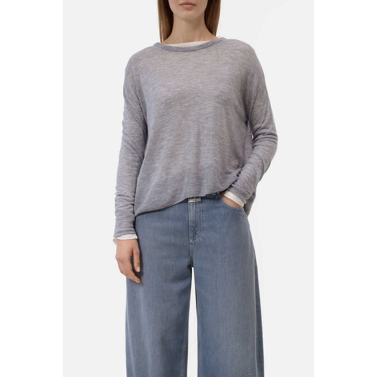 Closed Women's Pure Wool Fine Knit - Light Grey Melange Dim Gray