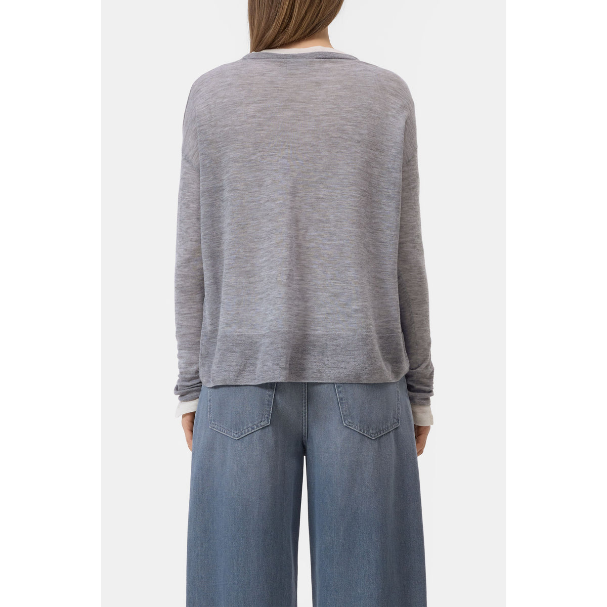 Closed Women's Pure Wool Fine Knit - Light Grey Melange Dark Gray