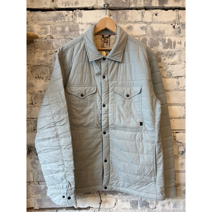 Men's Relwen Qltd Superfleece Jacket in Ghost Grey with a high collar and zip front, cozy fleece fabric, and side pockets.