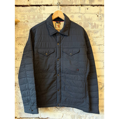 Men's navy Qltd Superfleece jacket by Relwen, featuring a cozy fleece fabric, full zipper, and stand collar for casual warmth.