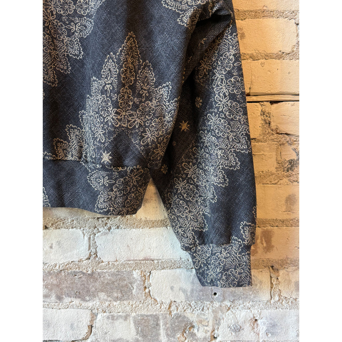 Women's Indigo Bandana Quarter Zip Pullover by Hope For Flowers, featuring a stylish bandana pattern and comfortable fit.