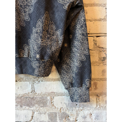 Women's Indigo Bandana Quarter Zip Pullover by Hope For Flowers, featuring a stylish bandana pattern and comfortable fit.