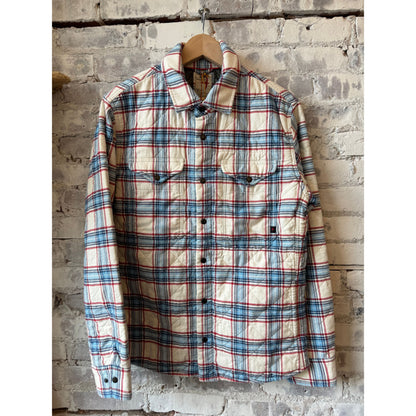 Relwen Quilted Flannel Shirt Jacket - White Multi Plaid Dim Gray