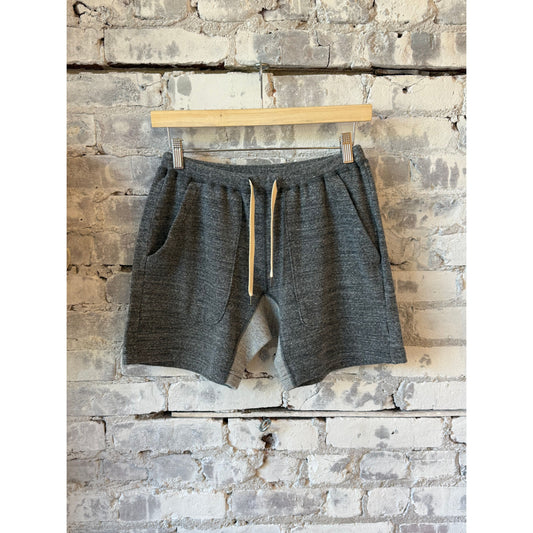 Kepani Raffy fleece sweat shorts for men in gray, soft and comfortable casual athletic shorts with elastic waistband.