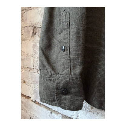 Men's Freenote Cloth Rancho Forest Check shirt with green and brown plaid pattern, long sleeves, and button-up front.