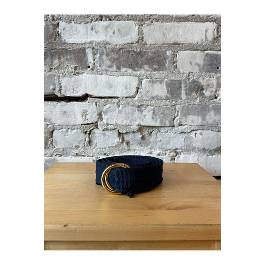 Heimat men's Regatta belt in ink color, featuring a sleek leather strap and metal buckle for stylish casual wear.