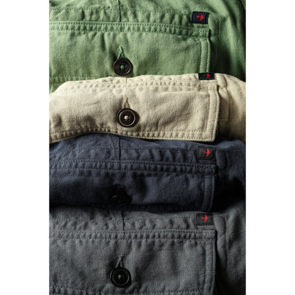 Men's cotton and linen supply pants in lawn green by Relwen, featuring a casual fit and lightweight fabric.