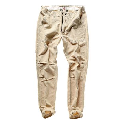 Men's light khaki cotton and linen supply pant by Relwen, featuring a relaxed fit and classic design for casual wear.