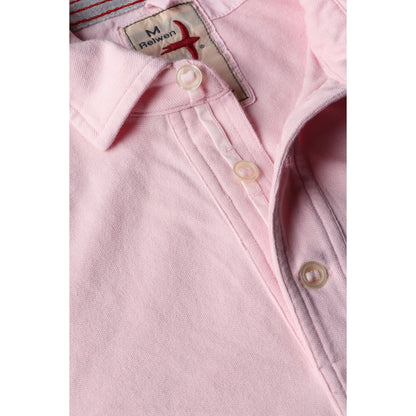 Men's pale pink Pique Slot Polo shirt by Relwen, featuring classic collar and textured pique fabric.