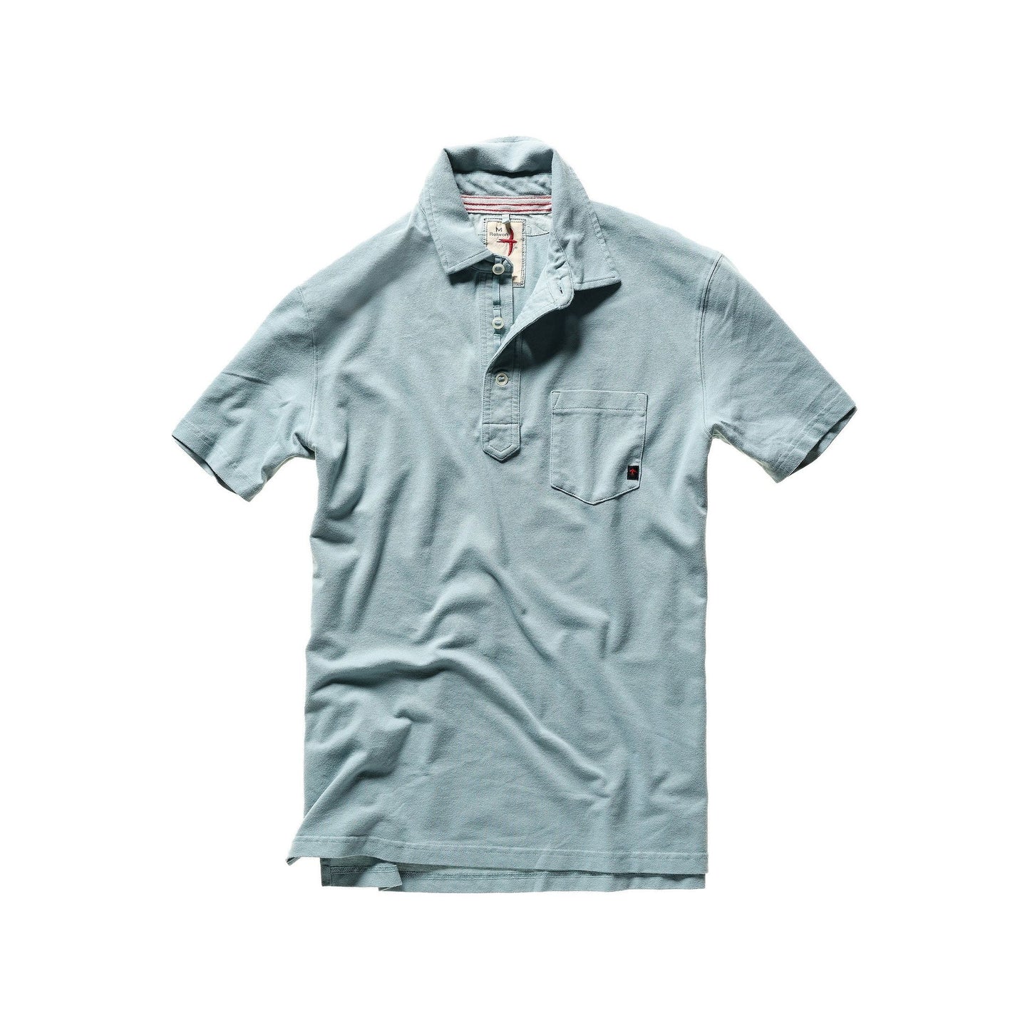 Men's Pique Slot Polo by Relwen in Pumice, showing a casual men's polo shirt with textured pique fabric and a classic fit.