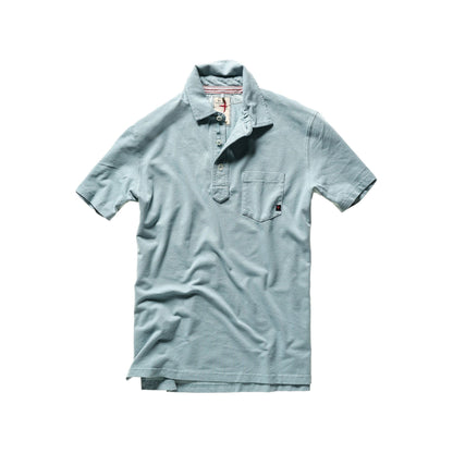 Men's Pique Slot Polo by Relwen in Pumice, showing a casual men's polo shirt with textured pique fabric and a classic fit.