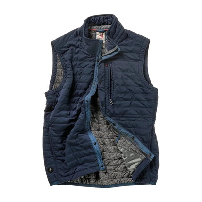 Men's Bright Navy Windzip Vest by Relwen, featuring lightweight windproof fabric and a sleek outdoor design.