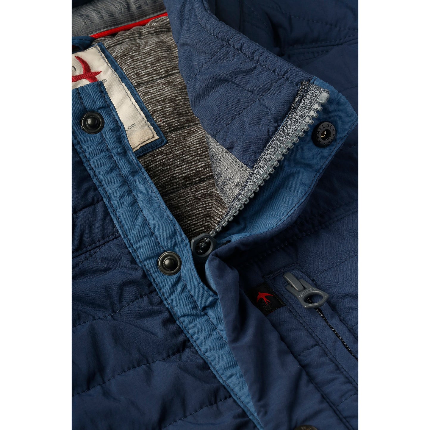 Men's Windzip Vest by Relwen in bright navy, showing the front view with zipper closure and lightweight fabric.