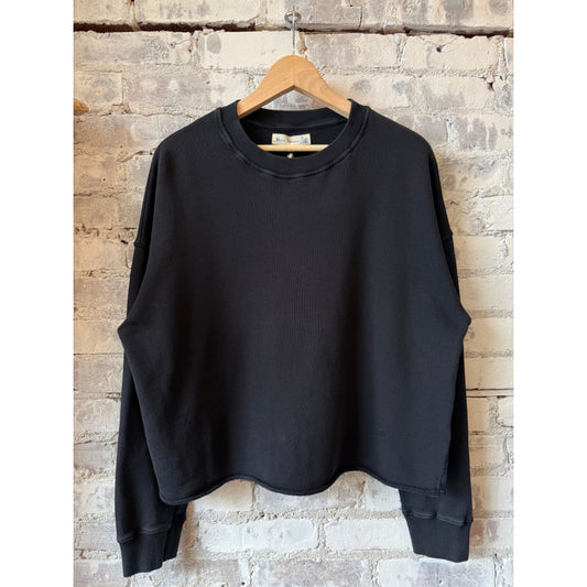 Merz b. Schwanen Retro Fleece Sweatshirt With Open Edge On Hem - Charcoal Dark Slate Gray