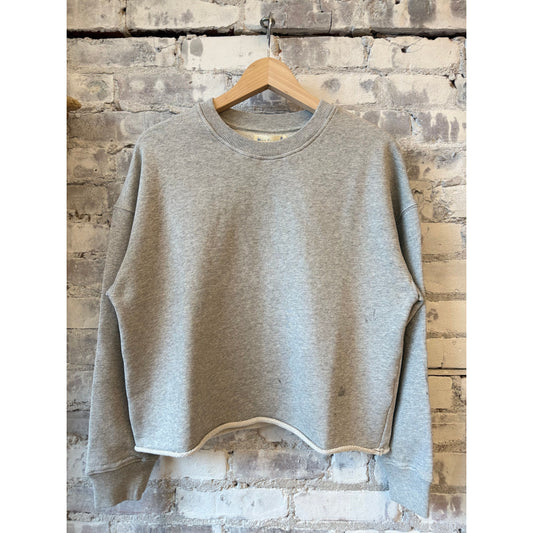 Merz b. Schwanen Retro Fleece Sweatshirt With Open Edge On Hem - Grey Melange Dark Gray