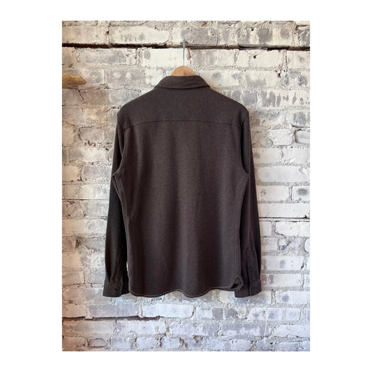 Men's Rex Soft Knit Shirt in Dark Brown Heather by Surfside Supply, featuring a cozy knit fabric and classic fit.