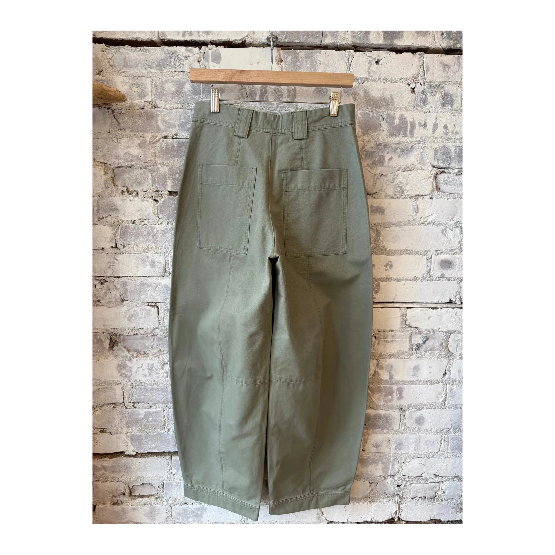 Women's Rhannon Barrel Pants in faded green by Closed, shown in a relaxed fit with wide legs and comfortable waistband.