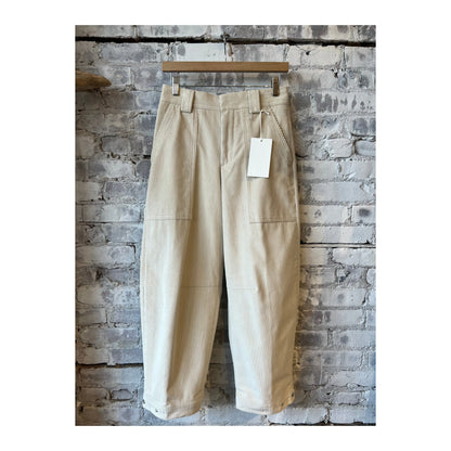 Women's Rhannon Relaxed Corduroy Pants in Pearl Beige by Closed, showing a casual fit and textured fabric.