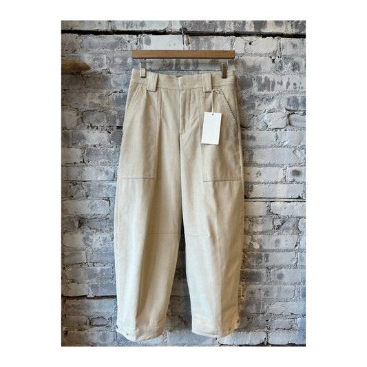 Women's Rhannon Relaxed Corduroy Pants in Pearl Beige by Closed, showing a casual fit and textured fabric.