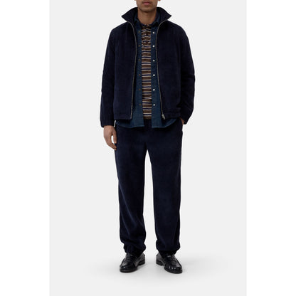Men's Rib-Fleece Track Jacket in Dark Night by Closed Men's, shown in dark navy with ribbed cuffs and zip front design.